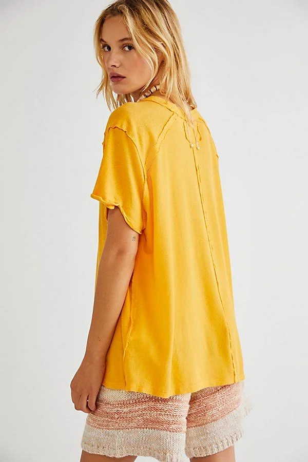 Care FP BF Tee by We The Free at Free People in Golden Pollen - Size: Xs