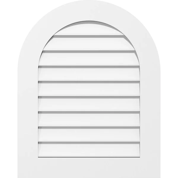 Ekena Millwork GVPRT40X4001SN 40x22W x 40x22H Round Top Surface Mount PVC Gable Vent: Non-Functional, w/ 3-1/2x22W x 1x22P Stand