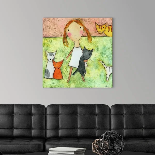 Girl with Cats, Canvas Wall Art, 30x30, Great Big Canvas