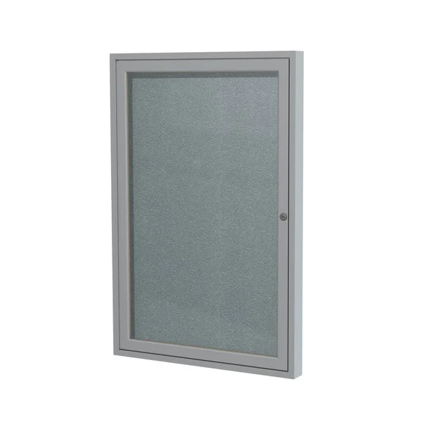 Ghent 36x22x24x22 1-Door Satin Aluminum Frame Enclosed Vinyl Bulletin Board - Stone