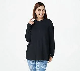 Isaac Mizrahi Live! Soho French Terry Relaxed Knit Top, Size 4X, Black