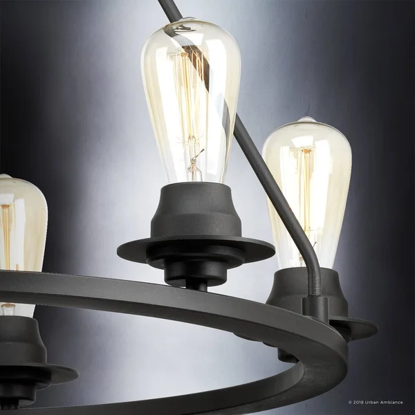 Urban Ambiance Luxury Farmhouse Chandelier - Size: 34-1/2 inchh x 36 inchw, with Transitional Style Elements, Charcoal Finish, Uh