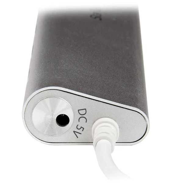 StarTech.com Compact USB 3.0 with Built-in Cable Aluminum USB Silver USB3 with 20W Power Adapter Peripheral Sharing Switch - 7 S