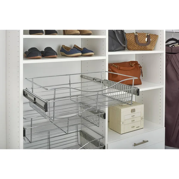 Rev-A-Shelf 24 in. x 11 in. Chrome Closet Pull-Out Basket - Grey