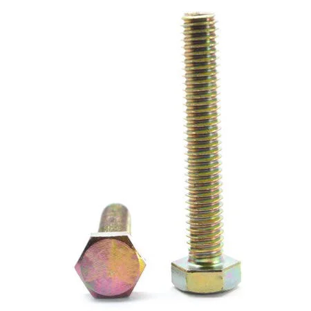 3/8-16 x 5 Coarse Thread Grade 8 Hex Tap (Full Thread) Bolt Alloy Steel Yellow Zinc Plated Pk 25