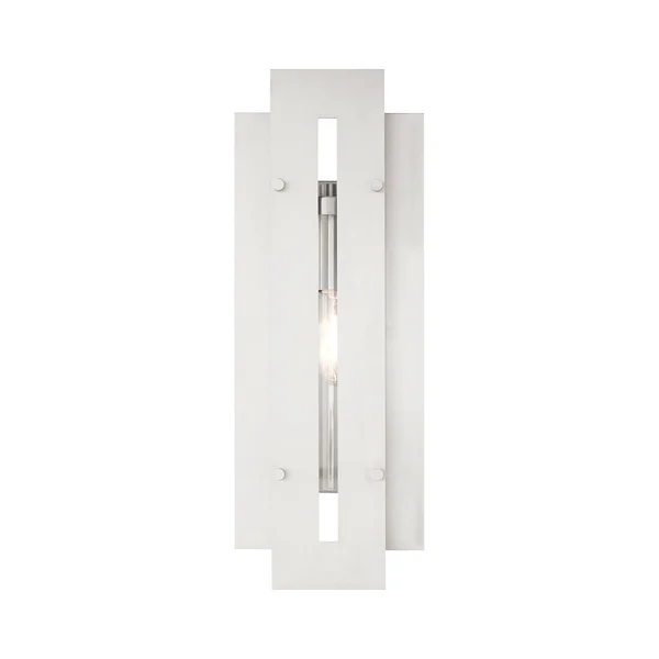 Livex Lighting Utrecht 1 Light Brushed Nickel Outdoor Wall Lantern, 21773-91