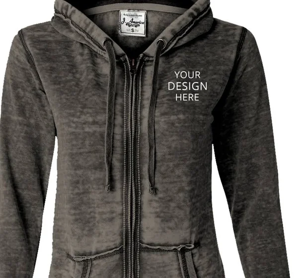 Custom Printed J America Women's J. America Ladies Vintage Zen Fleece Hooded Sweatshirt, Size: M, Twisted Black
