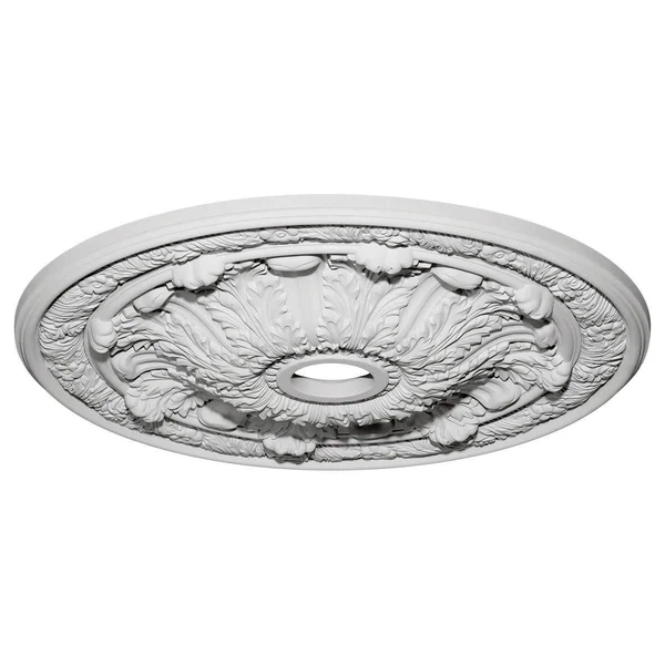 30x22OD x 3 7/8x22ID x 3 1/4x22P Flagstone Ceiling Medallion (Fits Canopies Up to 3 7/8x22) - Hand-Painted Platinum