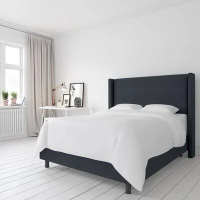 Sanford Upholstered Standard Bed Size: Queen - Color: Linen Navy