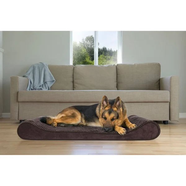 FurHaven Pet Dog Bed - Orthopedic Minky Plush & Velvet Luxe Lounger Pet Bed for Dogs & Cats (Espresso, Giant)