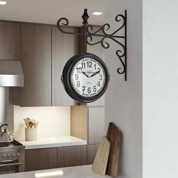 Yosemite Home Decor Double Sided Wall Clock, Black