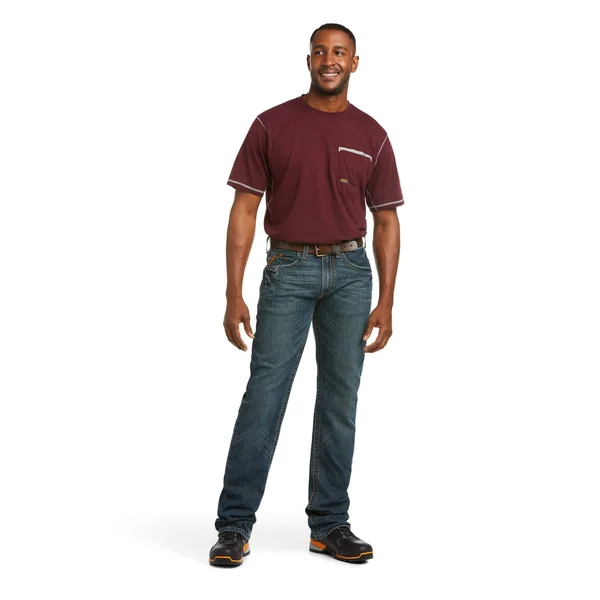 Ariat Men's Rebar M5 Slim DuraStretch Edge Stackable Straight Leg Jeans, 10016222, Ironside