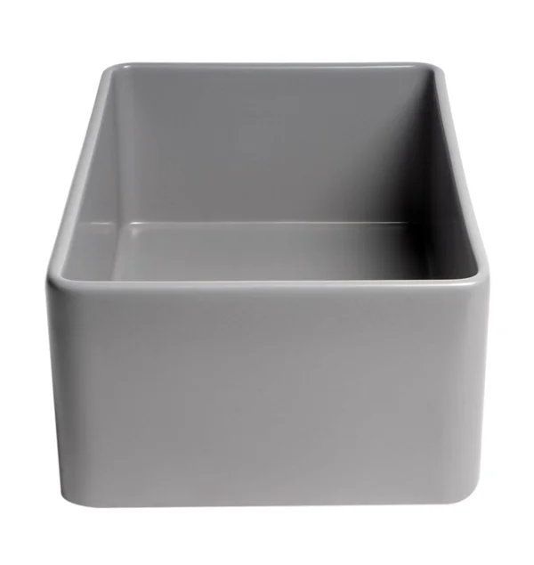 Alfi Brand ABF3018-GM Gray Matte Smooth Apron 30x22 x 18x22 Single Bowl Fireclay Farm Sink