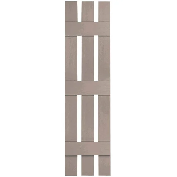 12 inchw x 57 inchh Lifetime Vinyl - Custom Three Board Spaced (3 Batten), Board-n-Batten Shutters, Clay
