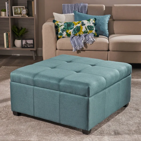 Christopher Knight Home Carlsbad Fabric Storage Ottoman, Dark Blue