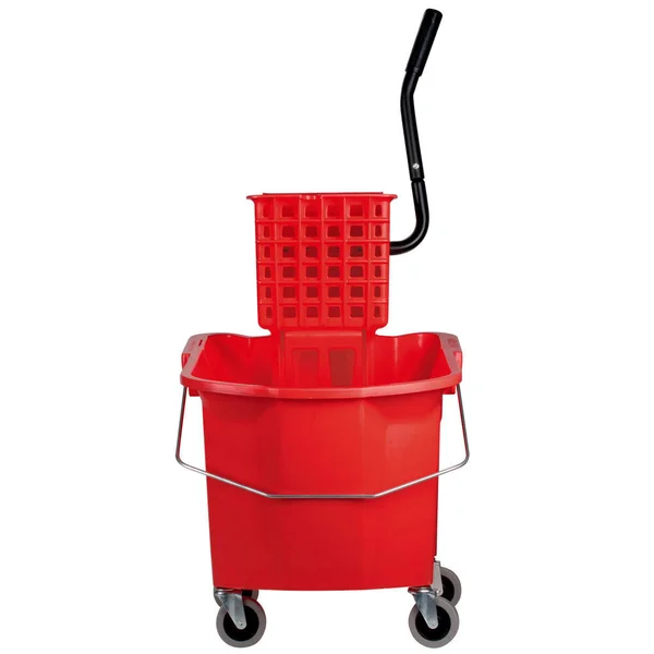 Continental 335-312RD 35 qt. Red Splash Guard Mop Bucket with Side-Press Wringer