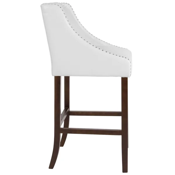 Lancaster Home 2 Pk. 30x22 High Transitional Barstool with Accent Nail Trim - 20x22W x 22x22D x 42x22H - Light Grey Fabric