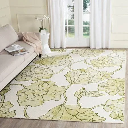 Winston Porter Coleman Hand-Tufted Wool/Cotton Ivory/Light Green Area Rug - Size: Rectangle 3& x 5&