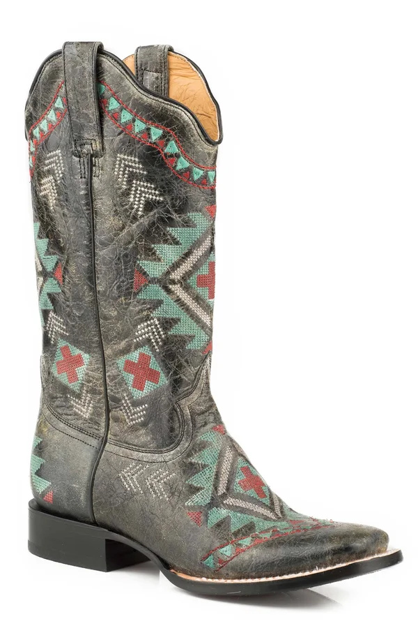 Roper Ladies Mai Square Toe Boots - Black