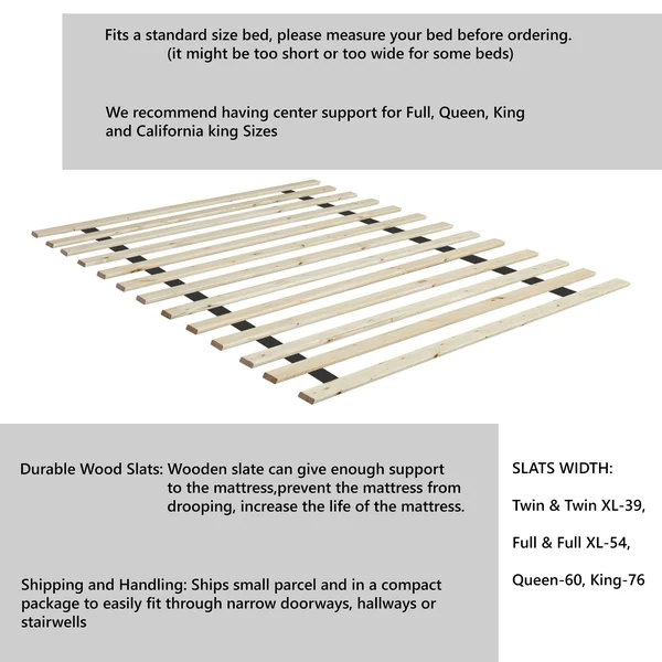 Onetan - Heavy Duty Wooden Bed Slats/Bunkie Board Frame, Size: Twin-XL, Beige