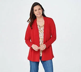 Every Day by Susan Graver Liquid Knit Long Sleeve Cardigan - Size Small, Cranberry