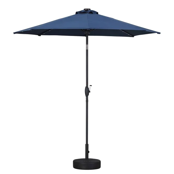 Ainfox 9ft Patio Umbrella with LED Lights & Round Base - Blue - 9 x 9 x 7.61ft