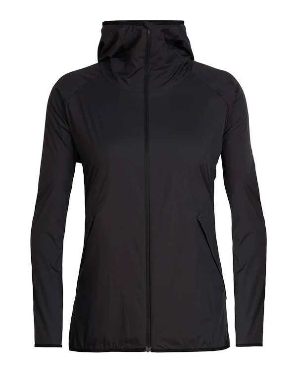 Icebreaker Women's Black/Monsoon Coriolis II Hooded Windbreaker