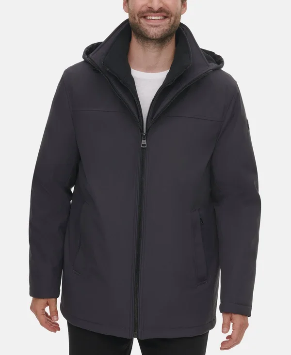 Calvin Klein Men's Ripstop Full-Zip Jacket with Fleece Bib - Iron