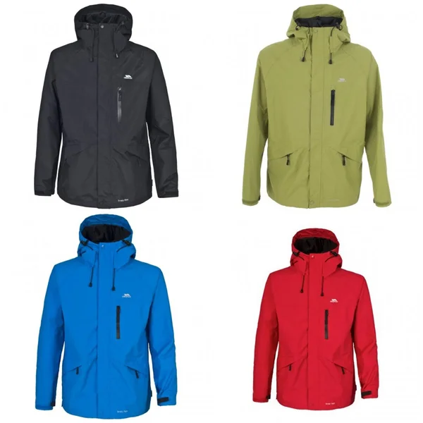 Trespass Mens Corvo Hooded Full Zip Waterproof Jacket/Coat Black Xxs