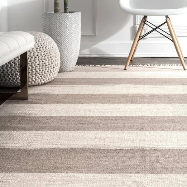 nuLOOM Rugs Ashlee Striped Flatweave Beige 7& 6x22 x 9& 6x22 Area Rug