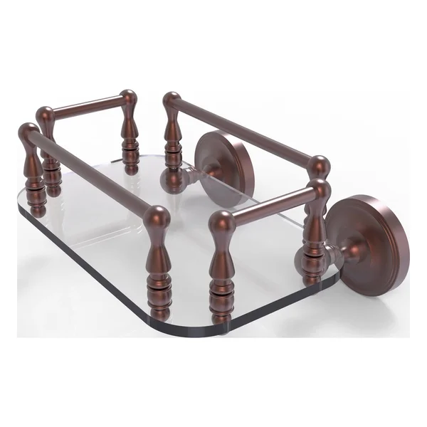 Allied Brass Prestige Regal Collection Wall Mounted Glass Guest Towel Tray - Antique Copper