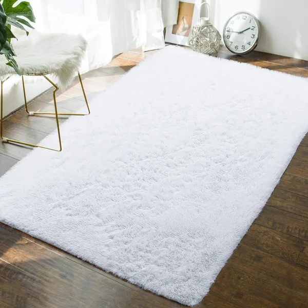 Andecor Soft Fluffy Bedroom Rugs - 4 x 5.9 Feet Indoor Shaggy Plush Area Rug for Boys Girls Kids Baby College Dorm Living Room H