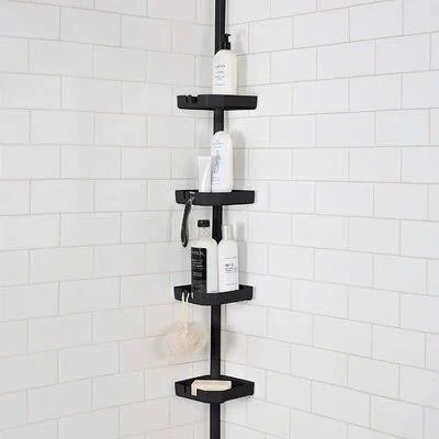 4 Tier Tension Corner Organizer Caddy, Shower Shelves, Good for Bathtubs & Shower Stalls, Holds Large Bottles, Soap, Washclo