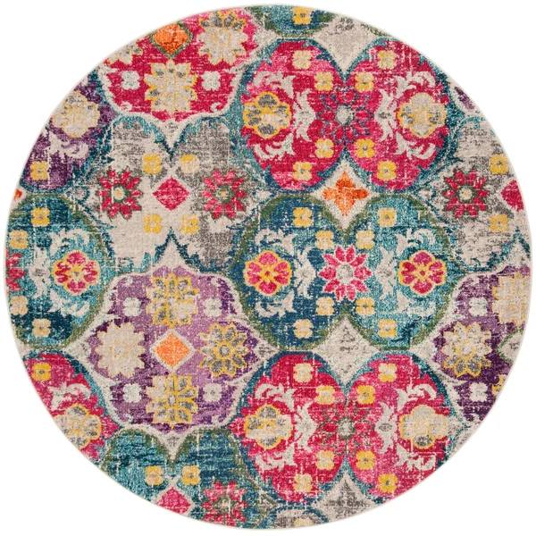 Safavieh Monaco MNC248R 5&1x22 x 7&7x22 Grey, Fuchsia Area Rug
