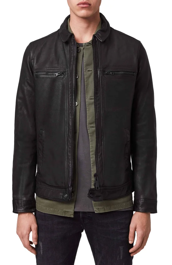 AllSaints Lark Leather Jacket Black