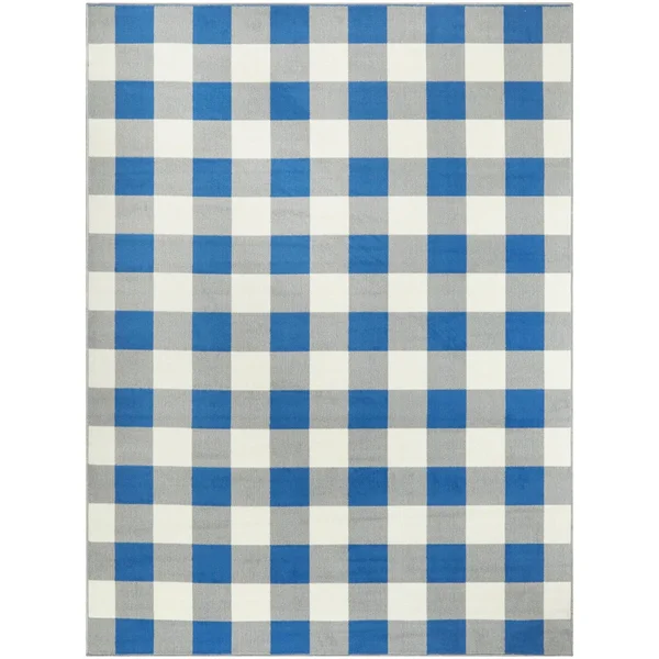 Porch & Den Morgen Gingham Indoor/Outdoor Area Rug (7&10x22 x 10& - Blue)