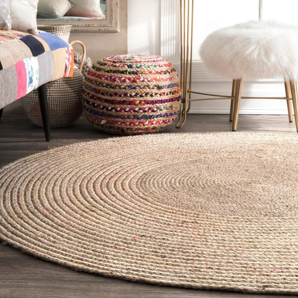 nuLOOM Discotek Braided Jute Area Rug - 4& Round, Natural