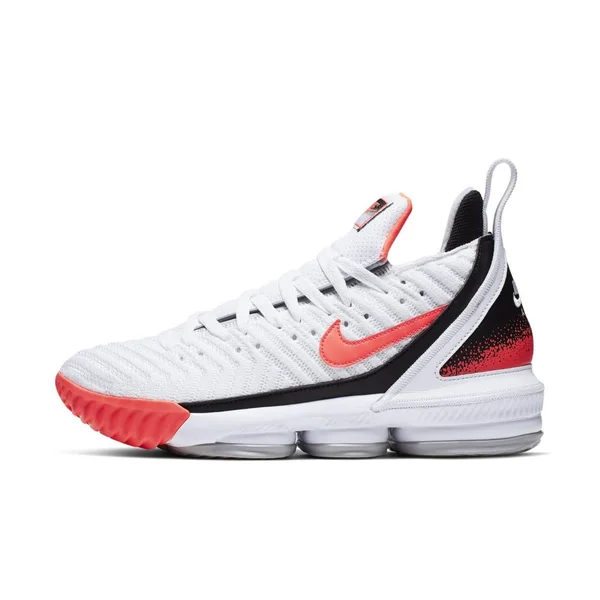 Nike Mens James LeBron 16 Basketball Shoes, White/Hot Lava/Silver, Size 11.5