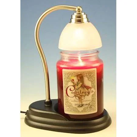 Aurora Pewter Candle Warmer and Courtneys 26 oz Candle - Leather