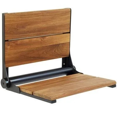 Elcoma LLTK18MB Life Line Contour Wood Shower Seat - Color: Stainless Steel, Size: 16x22 H x 26x22 W x 16x22 D Color: Matte Blac
