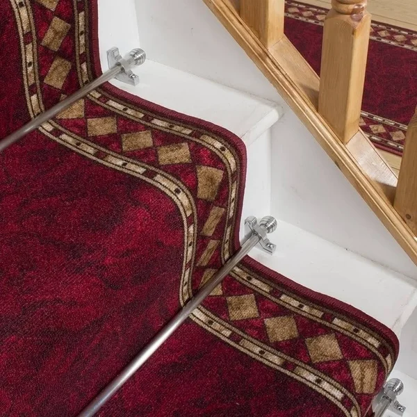 runrug USA Cheops Red Stair Carpet Runner Length: 21 foot - WIDTHS