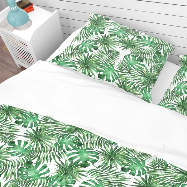 Designart &Leaves & Brunches of Tropical Plants & Trees& Tropical Bedding Set - Duvet Cover & Shams - Twin Cover + 1