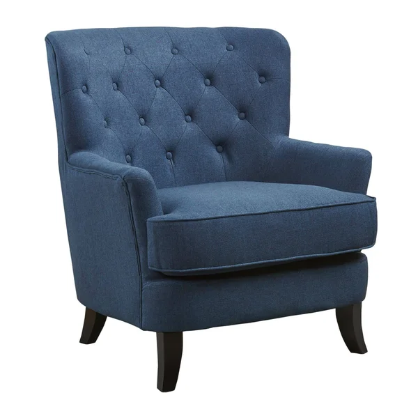 36x22 Blue and Brown Hand Crafted Contemporary Button Tufted Club Chair