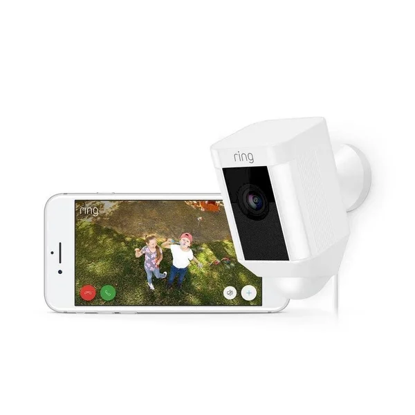 Ring Spotlight Cam Wired Outdoor Rectangle Security Camera - White (3-Pack)