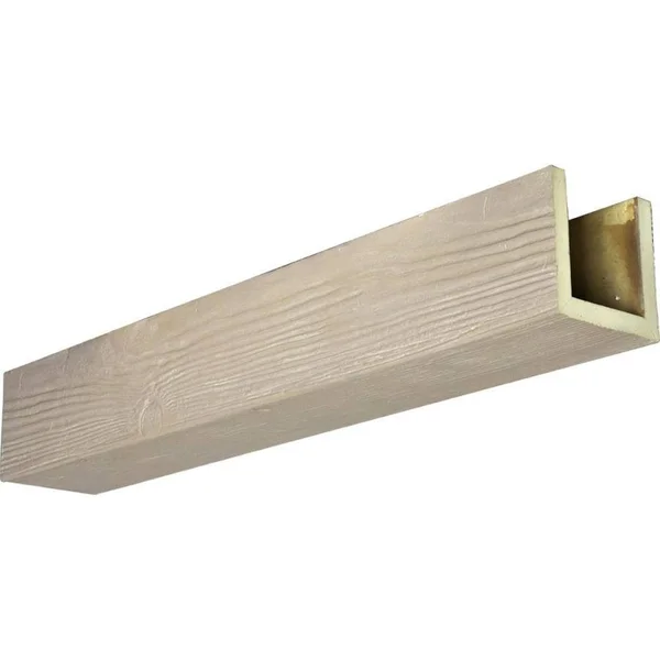 Ekena Millwork BMSD3C0040X040X096WH 4x22W x 4x22H x 8&L 3-Sided (U-beam) Sandblasted Endurathane Faux Wood Ceiling Beam - White W