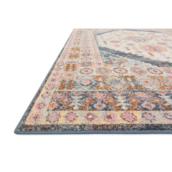 Alexander Home Jennifer Collection Diamond Border Distressed Area Rug - 9&3x22 x 13&0x22 - Pebble/ Fiesta