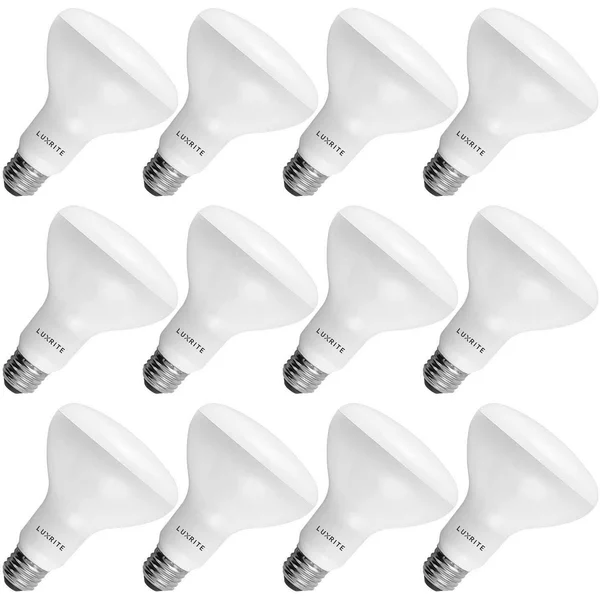 Luxrite BR30 LED Flood Light Bulb Dimmable 650 Lumens 9W\x3d65W E26 Base Energy Star UL Listed Damp Rated 12-Pack - 3000K (Soft