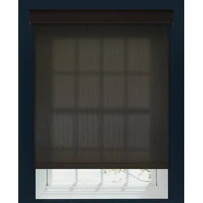 Custom Outside Mount 5% Light Filtering Roller Shade Linen Avenue Size: 58x22 W x 72x22 L - Color: Bronze