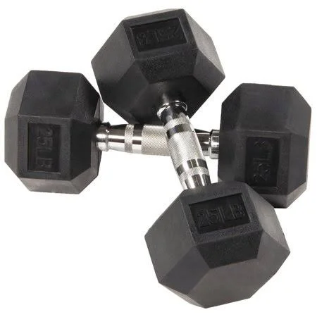 Balancefrom Rubber Encased Hex Dumbbells - 25 lbs Pair