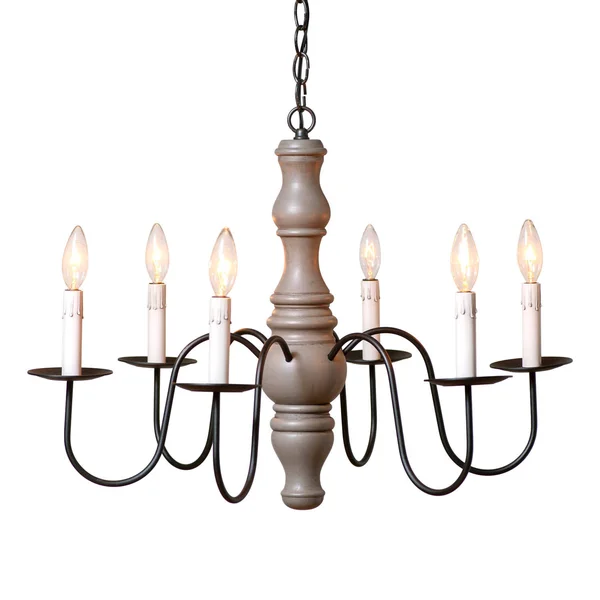 Irvins Country Tinware Gettysburg Chandelier in Earl Gray - 6 Light